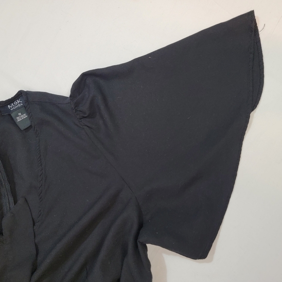 MSK WOMEN Woman's Size 1X Short Sleeve Jumpsuit Smocked Elastic Waist, Front Tie - Picture 14 of 16